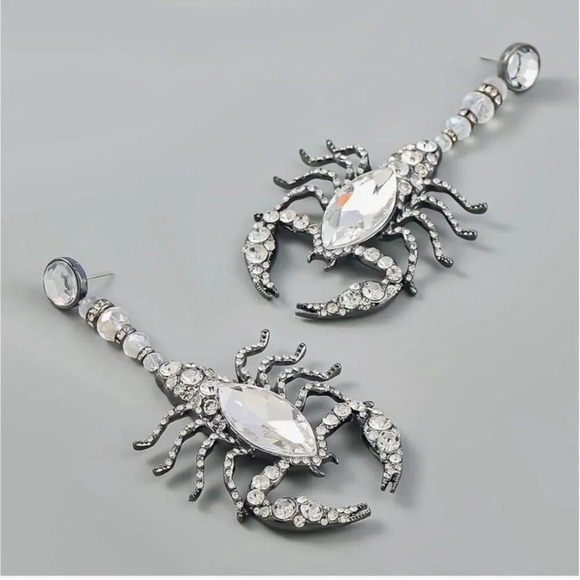 Zara Scorpion Crystal Drop Earrings - Picture 7 of 13